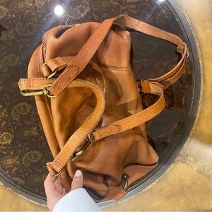 Gently used brown leather tote